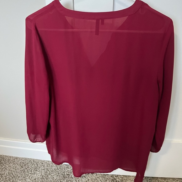 3/4 Sleeve Red Sequins Sheer Blouse - Picture 3 of 4